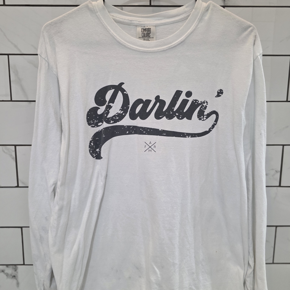 Comfort Colors White Long Sleeve Tee with Black Graphic